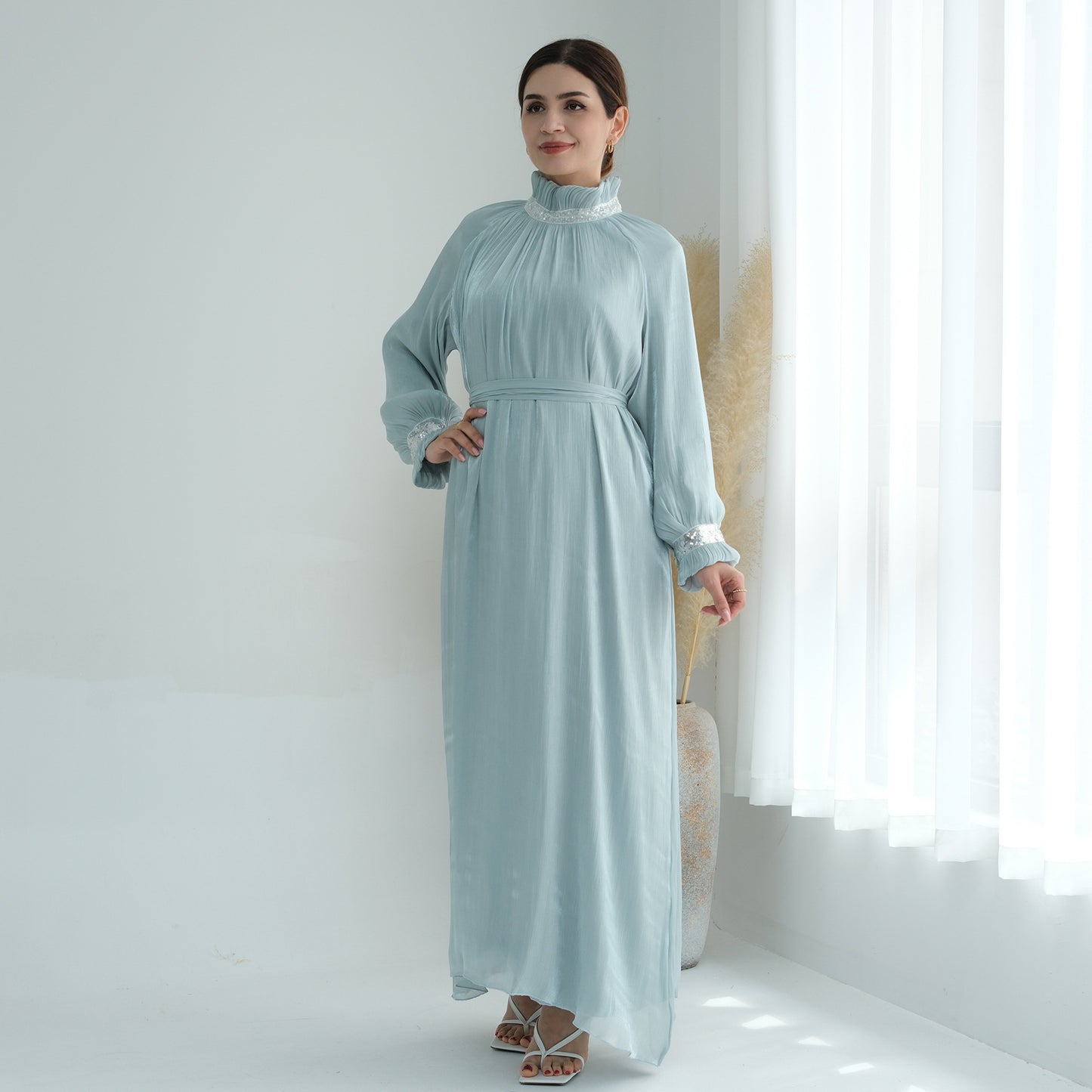 Women's Lace Up Muslim Abaya Dress