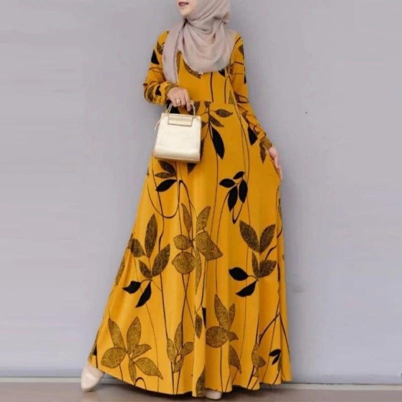 Women's Floral Print Long-sleeve Oversized Dress