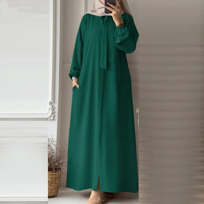 Women's Lapels Solid Color Loose Robe