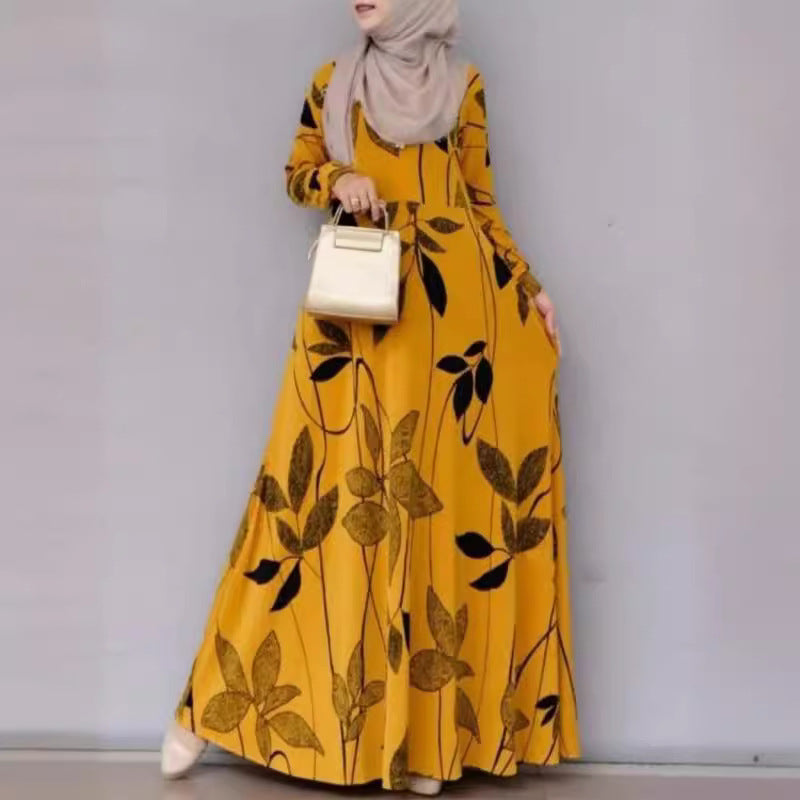 Women's Floral Print Long-sleeve Oversized Dress