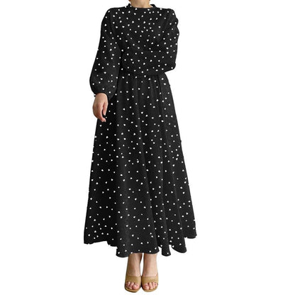 Women's Long-sleeved Crewneck Printed Dress