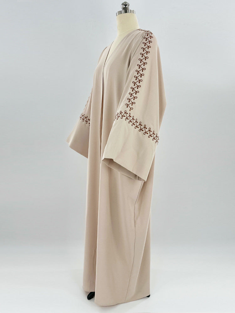 Embroidered Batwing Sleeves Elegant Robe