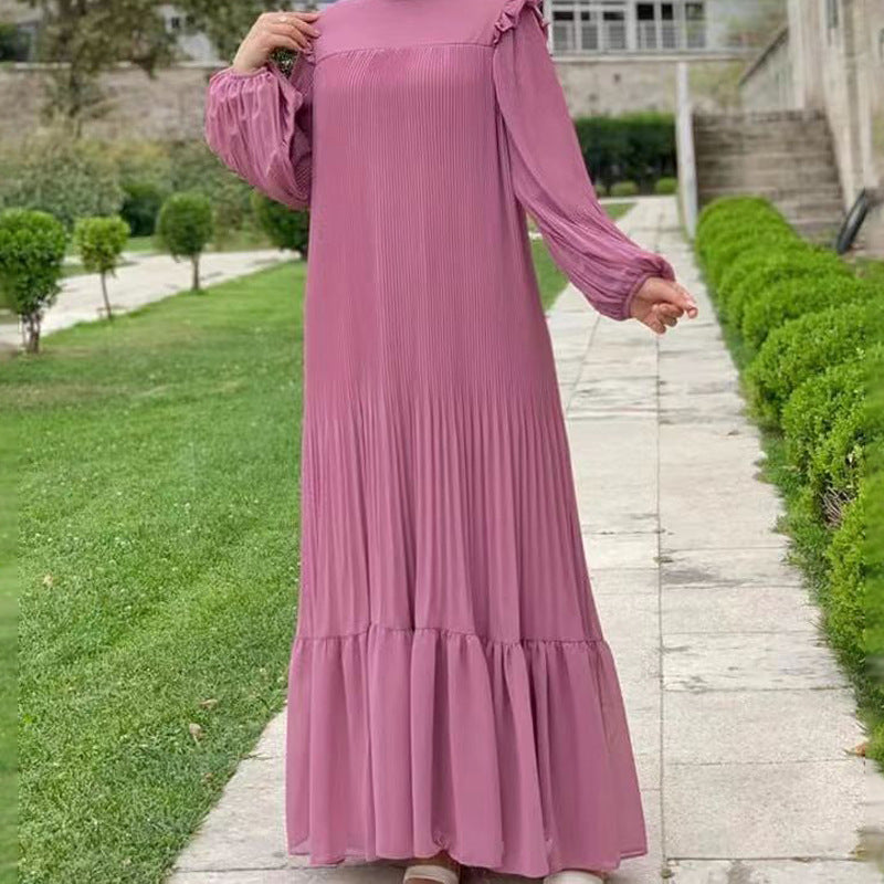 Women's Plain High-neck Pullover Loose Abaya Dress