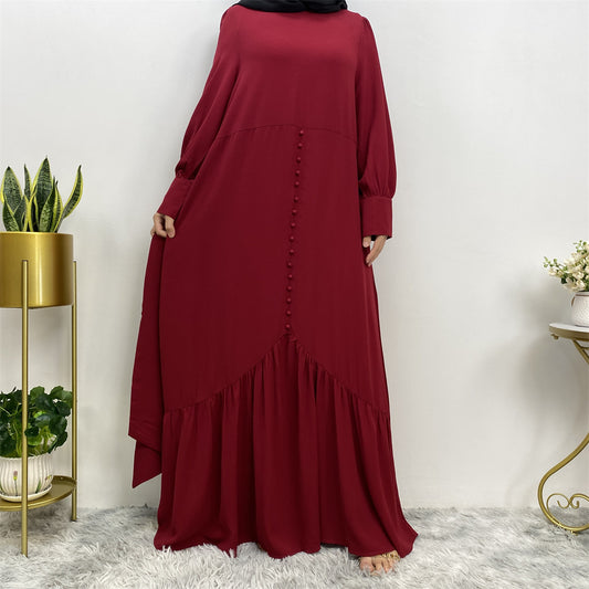 Plain Patchwork Modest Dress