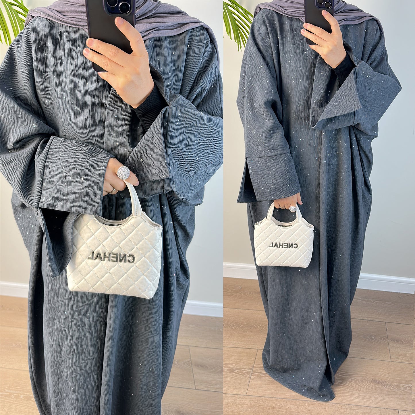 Women's Elegant Padded Cardigan Open Abaya