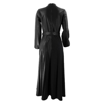 Women's Solid Pleated Maxi Panelled Dress