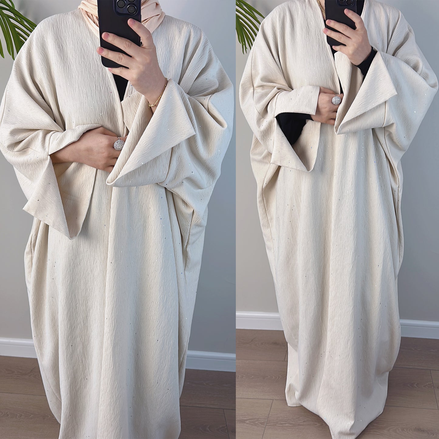 Women's Elegant Padded Cardigan Open Abaya