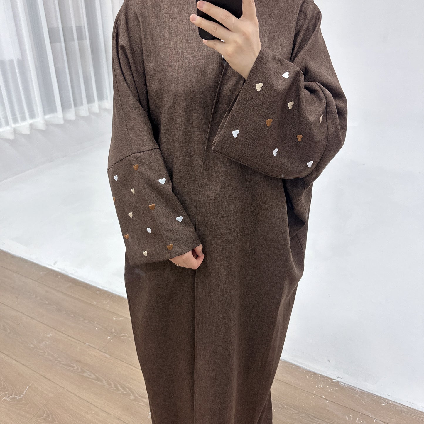 Heart Embroidery Elegant Cardigan Robe