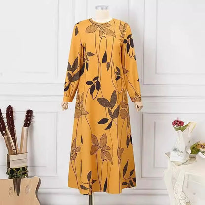 Women's Floral Print Long-sleeve Oversized Dress