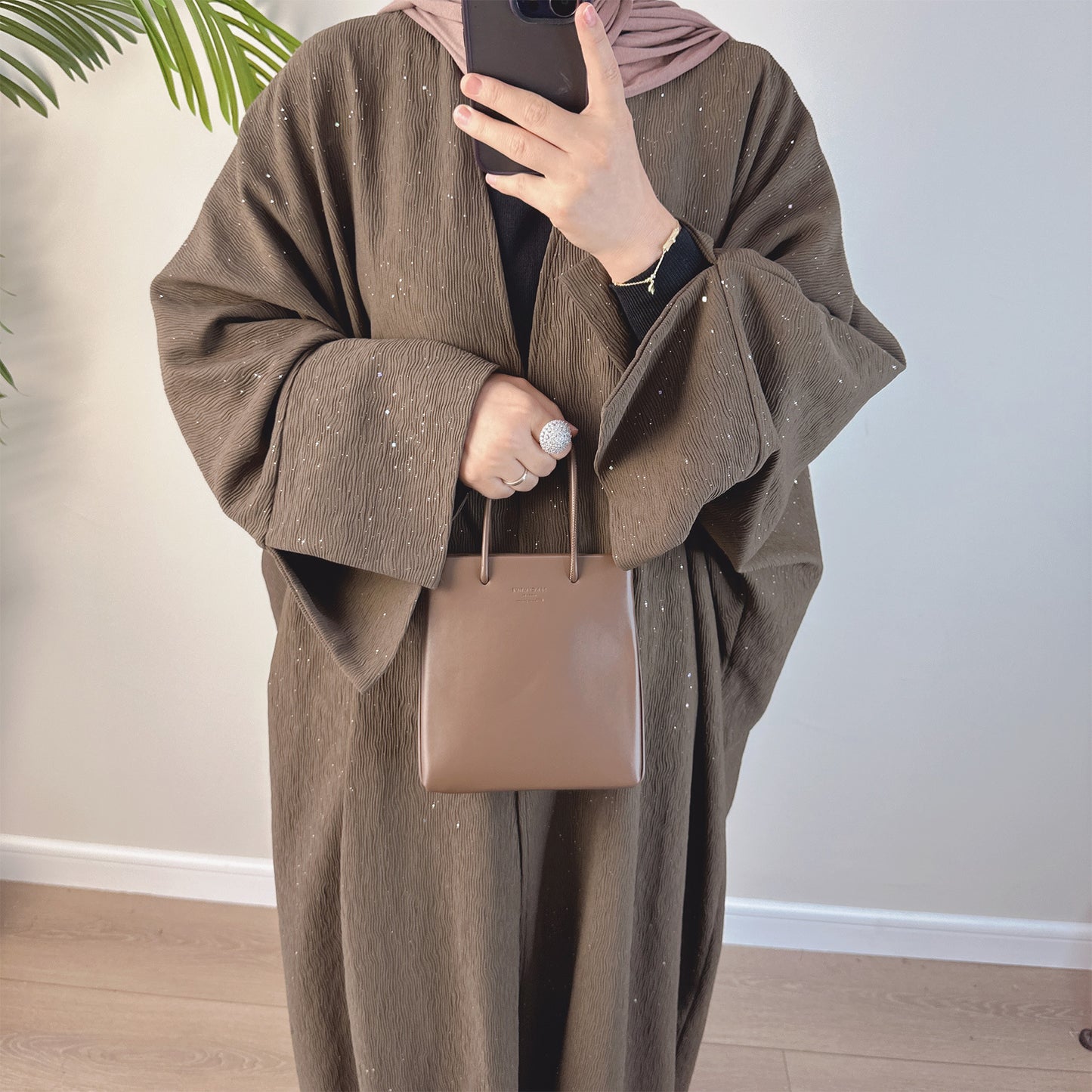 Women's Elegant Padded Cardigan Open Abaya