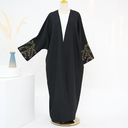 Floral Embroidery Elegant Cardigan Robe