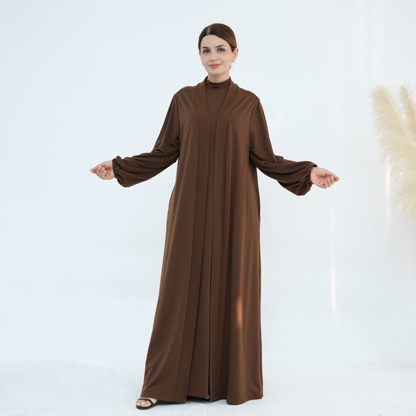 Women's Solid Color Abaya Two-piece Suit