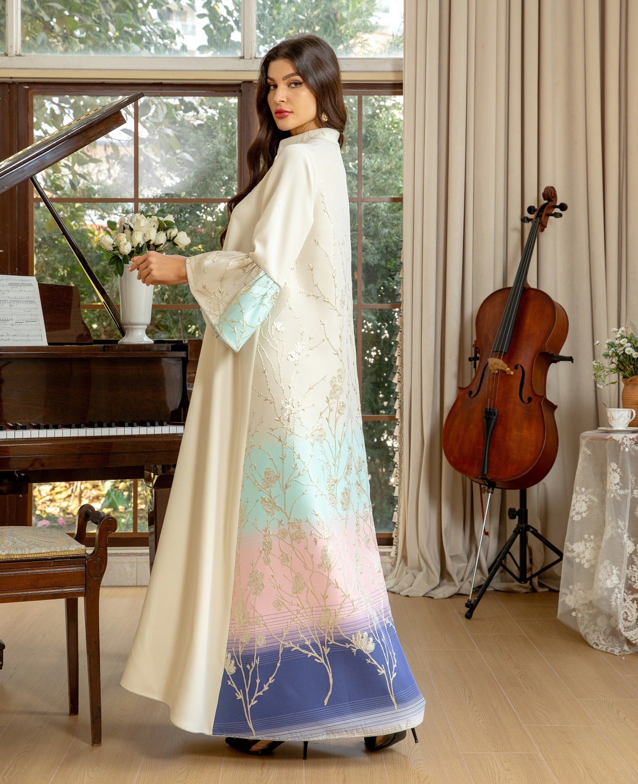 Women's Fashion Jacquard Gradient Robe