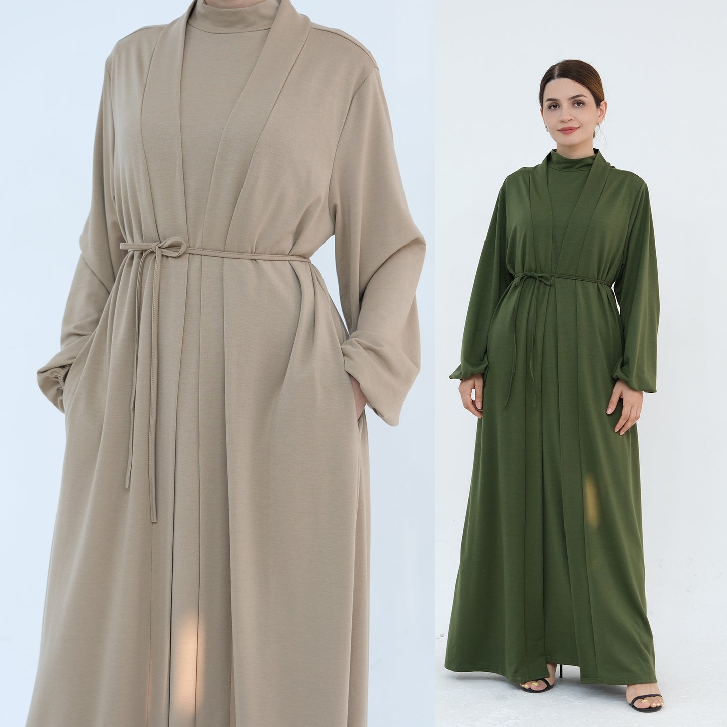 Women's Solid Color Abaya Two-piece Suit