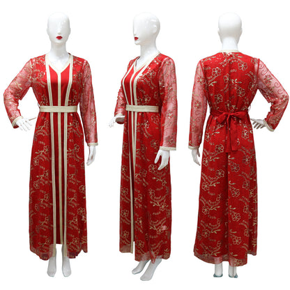 Women's Sequin Webbing Gown Dress Two Piece Sets