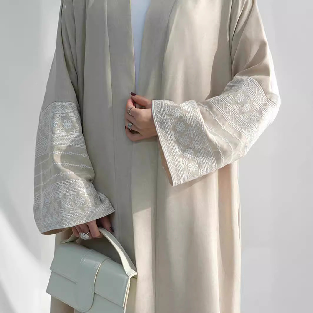 Women's Embroidered Elegant Cardigan Gown