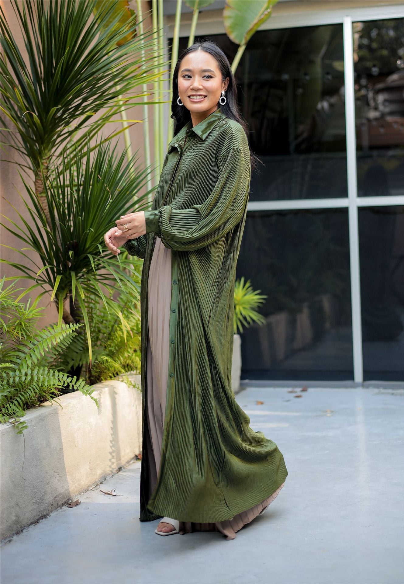 Women's Ruffled Robe Open Abaya