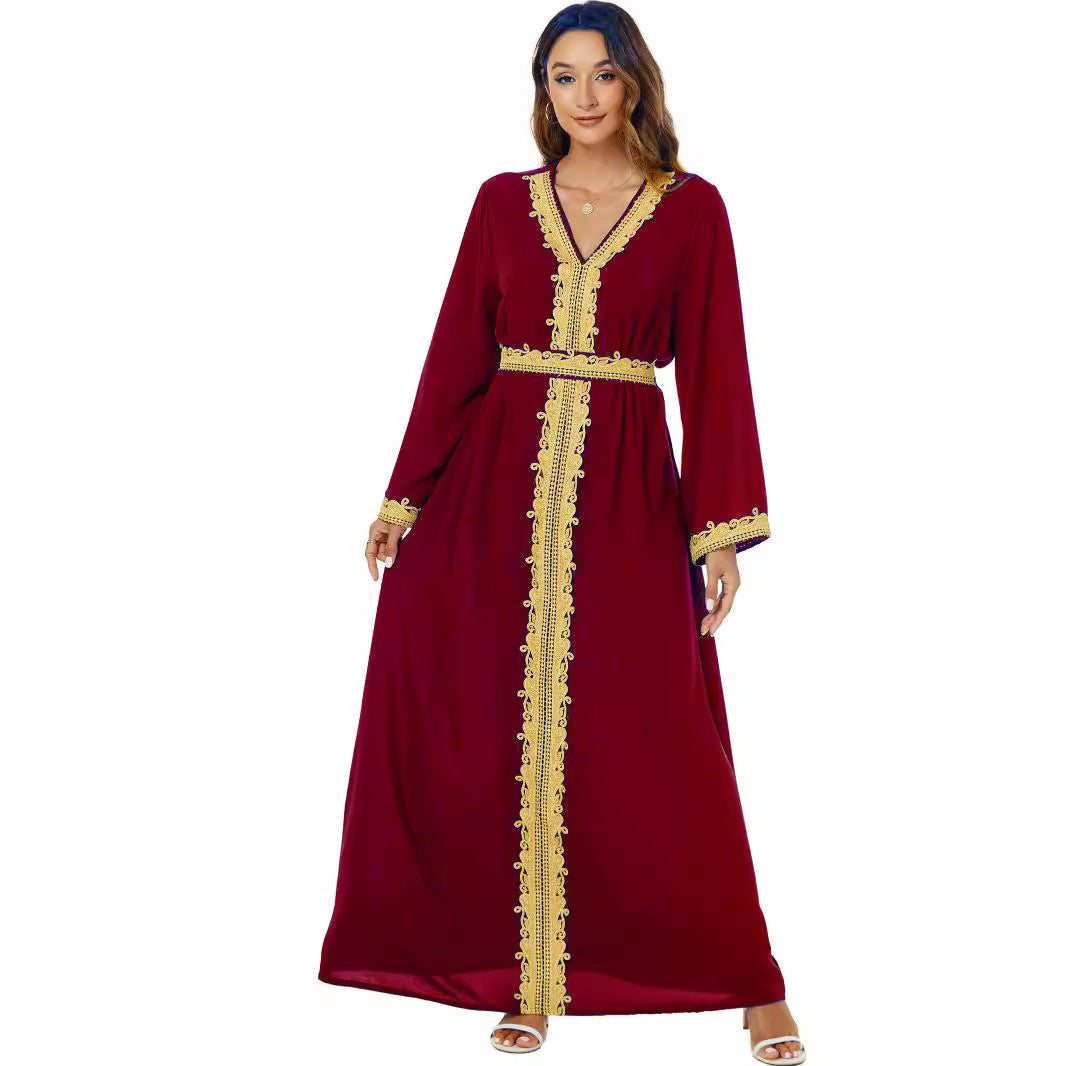 Women's V-neck Jalabiya Party Dress