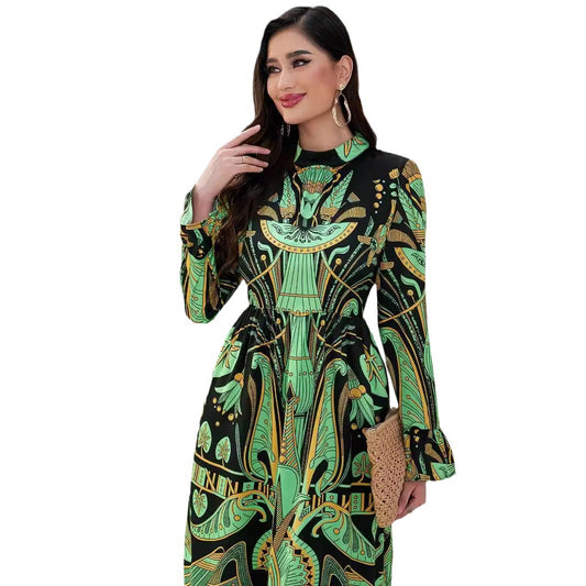 Women's Printed Flared Sleeve Oversized Dress