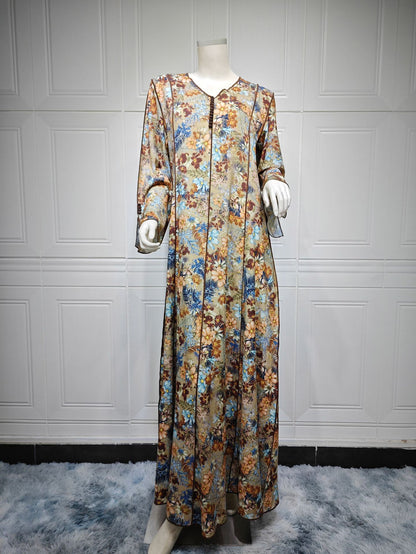 Women's Fashion Print Jalabiya Dress