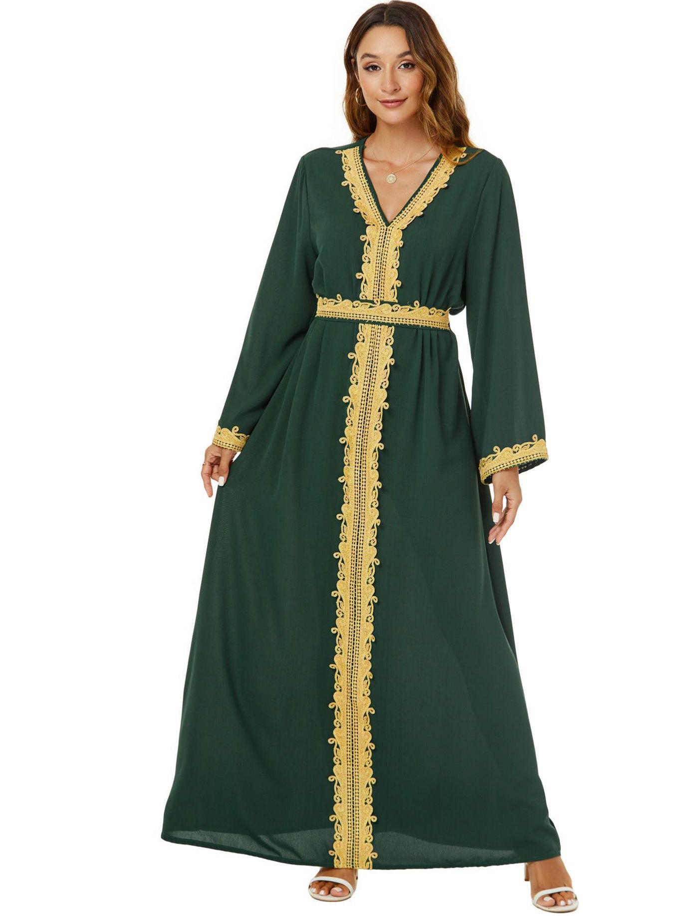 Women's V-neck Jalabiya Party Dress