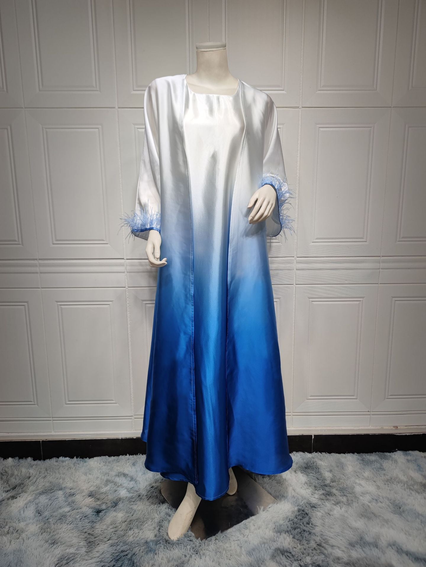 Women Plain Gradient Dress Two-piece Sets