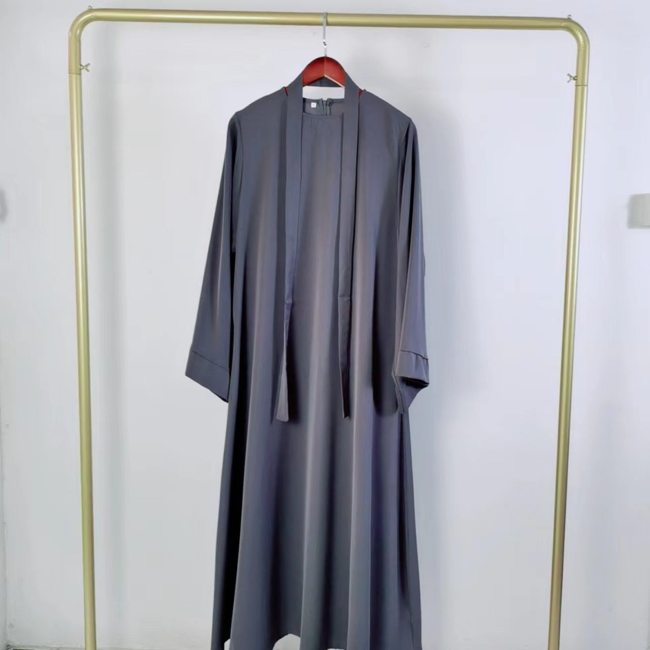 Round Neck Loose Patchwork Solid Color Robe