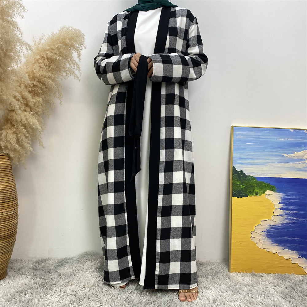 Modest Slim Plaid Robe