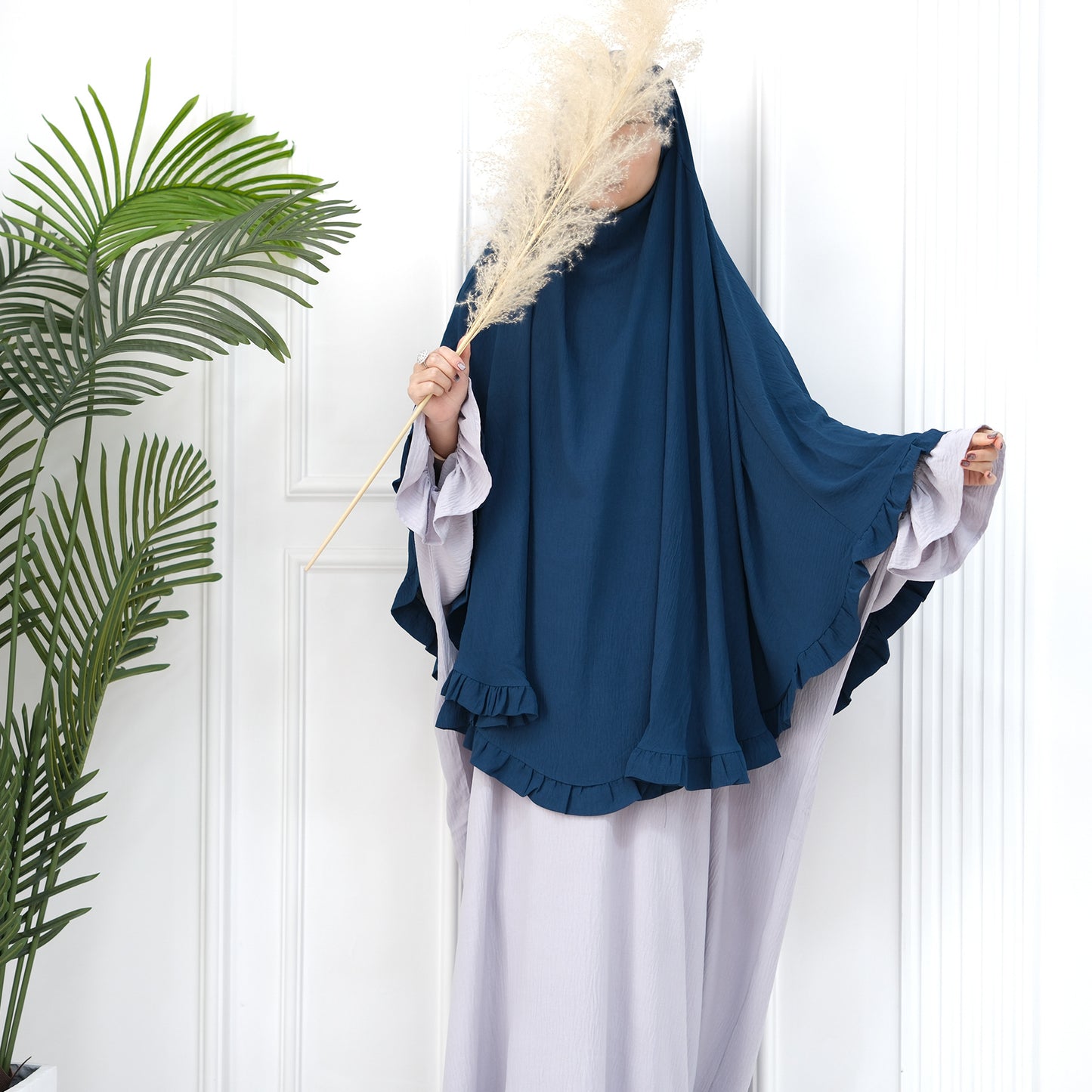 Women's Solid Color Ruffled Hijab