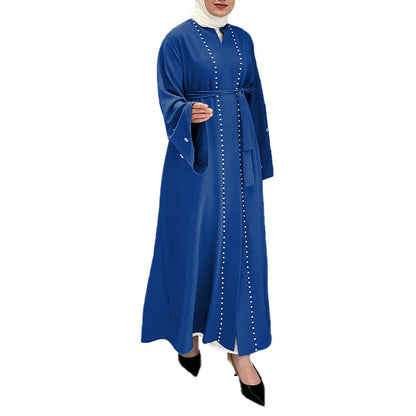 Solid Flared Sleeve Cardigan Paneled Dress