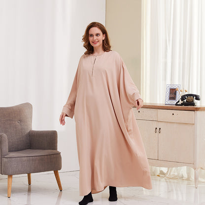 Women's Solid Color Bat-sleeved Abaya Dress