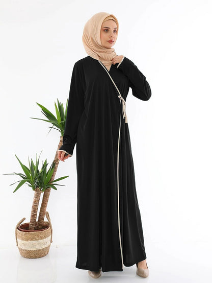 Women's Lace-up Slim Burqa V-neck Dress