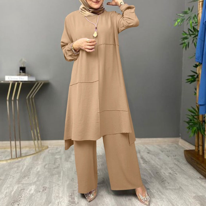 Women's Elegant Shirt Loose Wide Leg Pants Set