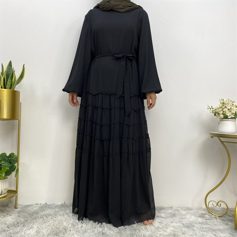 Plain Large Hem Loose Abaya Dress