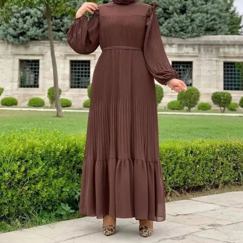 Women's Plain High-neck Pullover Loose Abaya Dress