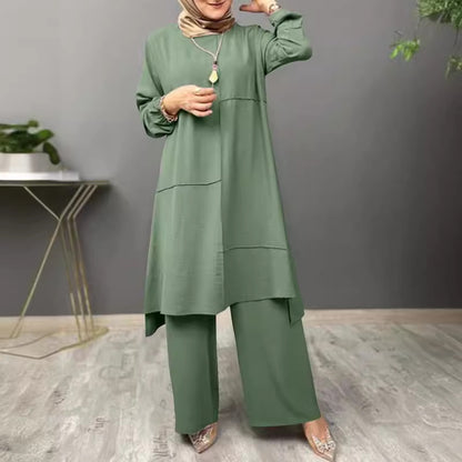 Women's Elegant Shirt Loose Wide Leg Pants Set