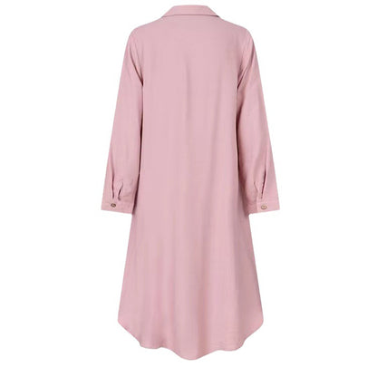 Women's Lapel Button Long Sleeve Shirt Sleeve Dress