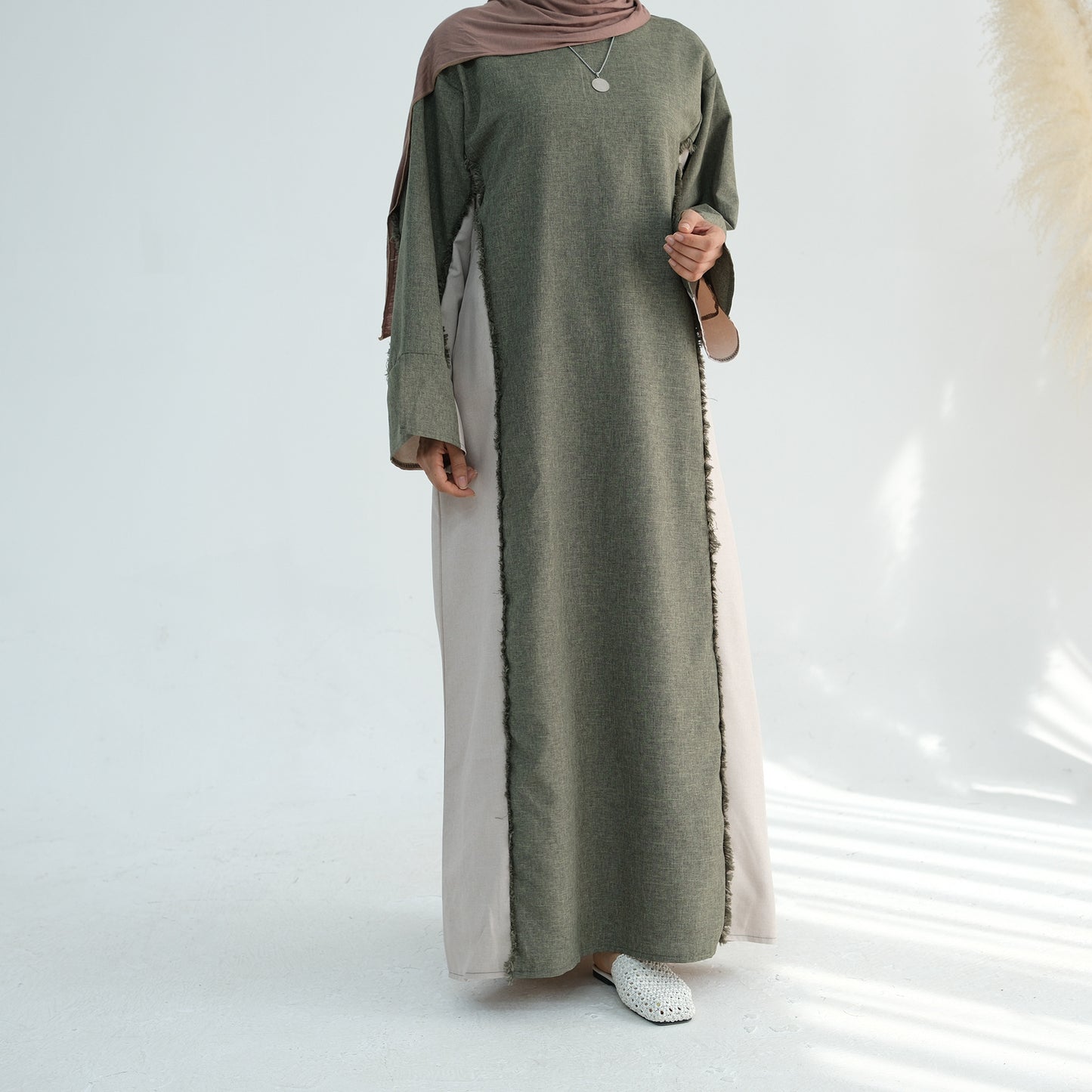 Stylish Petite Open Front Abaya Robe