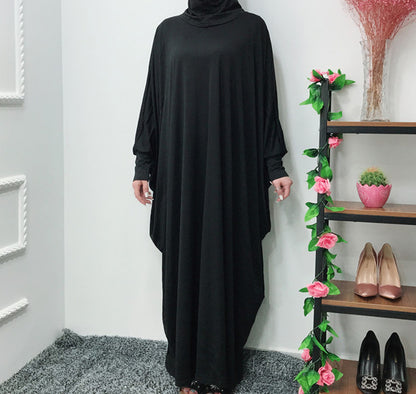 Plain Batwing Sleeve Abaya Dress