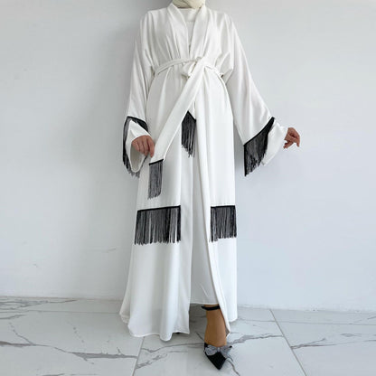 Women's Tassel Fashion White Robe