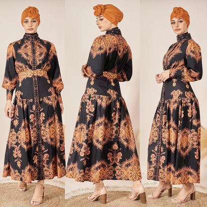 Women's Vintage Print Swing Dress