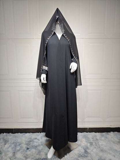 Women's Diamond Bubble Robe Dress with Hijab