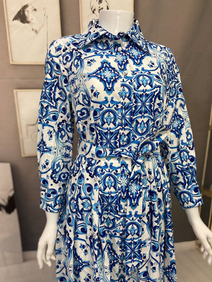 Women's Printed Oversized Shirt Dress