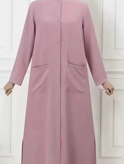 Women's Solid Color Round Neck Long Sleeve Shirt Dress