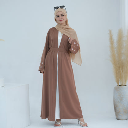 Plain Moon embroidered Elegant Cardigan Robe