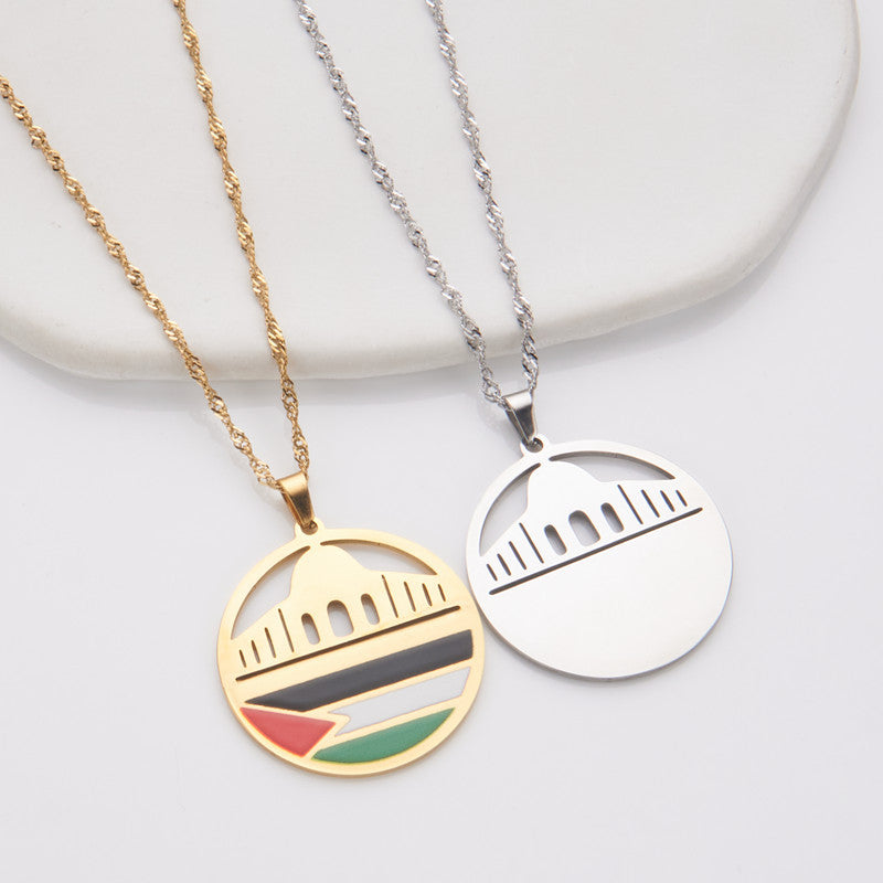 Al-Aqsa Mosque and Palestine Pendant Necklace