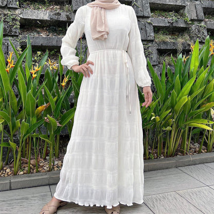 Plain Long Skirt Chiffon Pressed Pleated Dress