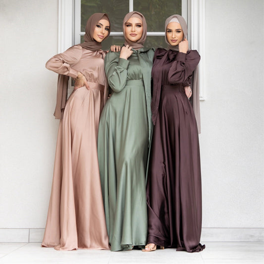 Women's Modest Stylish Big Satin Dress