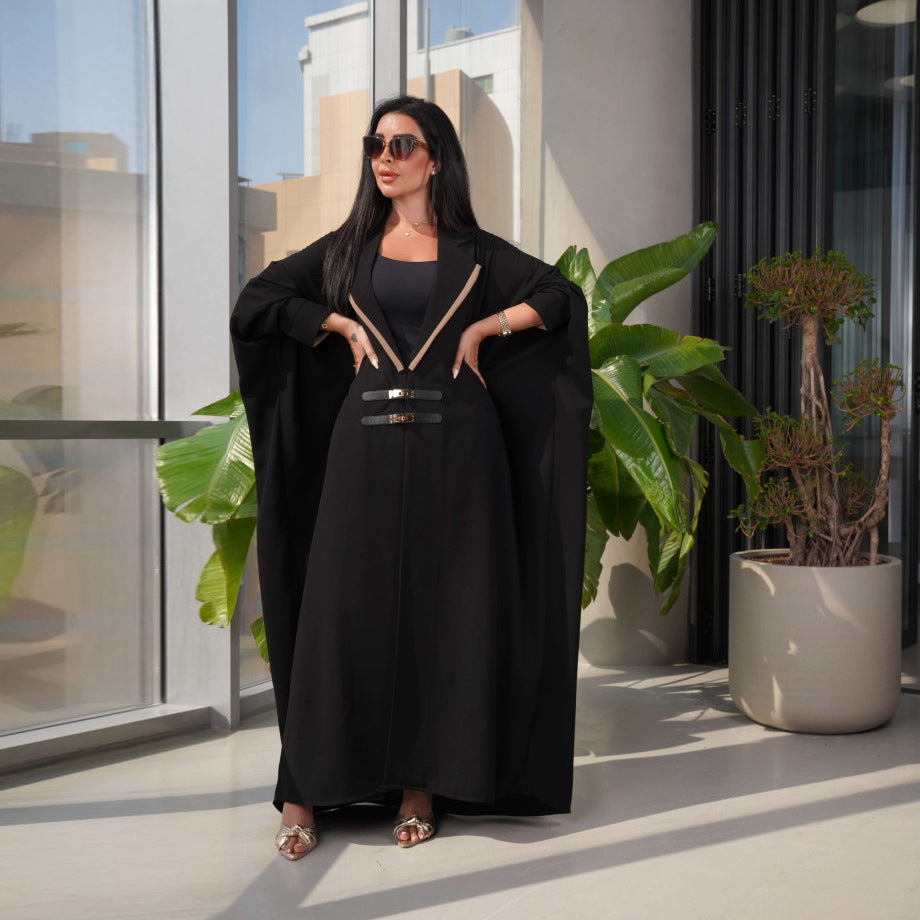 Fashion Batwing Sleeve Outer Black Robe