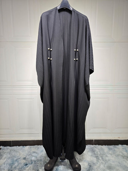 Women's Striped Casual Robe Open Abaya